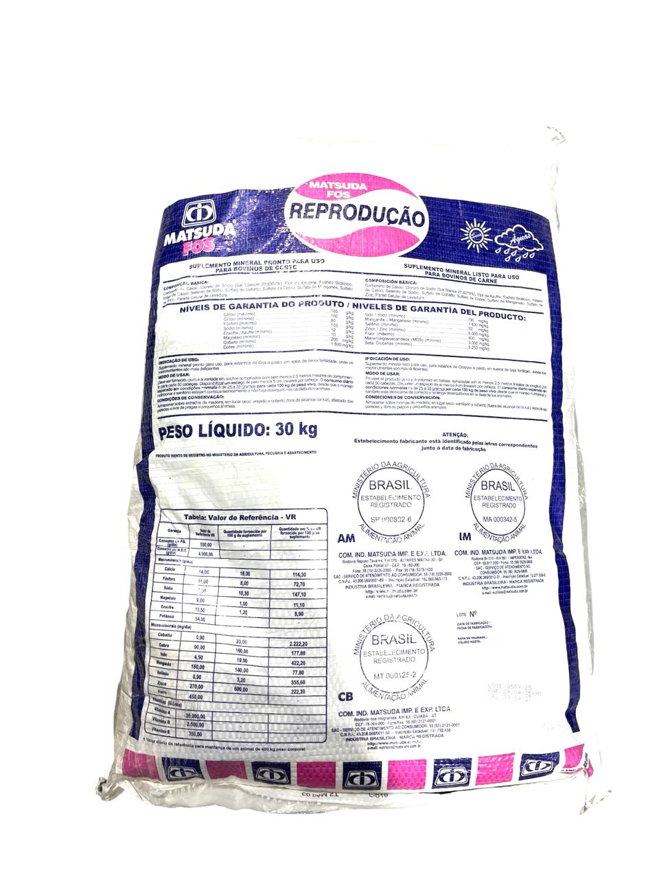 Sal Mineral Reprodução Matriz Matsuda 30kg – Suplemento para Vacas de Cria - Imagem Secundária